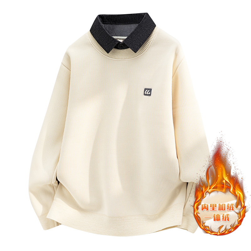 冬季加绒加厚衬衫领针织衫毛衣13