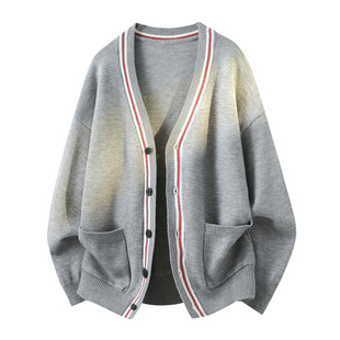 春秋季宽松薄款毛衣外套男孩13初中学生14岁青少年15大童针织开衫