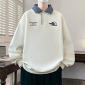 春秋季 长袖 T恤12岁男孩13初高中学生14潮流宽松15胖大童翻领卫衣