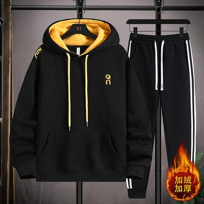 青少年卫衣套装加绒加厚长袖T恤