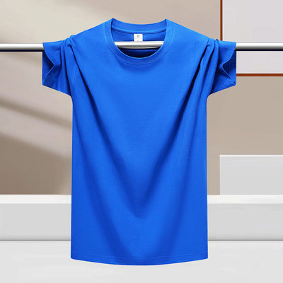 克莱因蓝纯棉短袖T恤男休闲汗衫