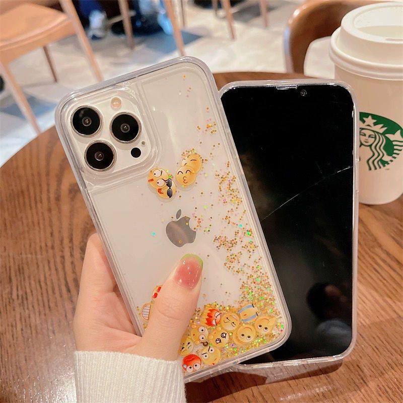 适用表情流沙iPhone15Promax苹果13手机壳14pro流动12新款11透明x防摔圣诞流沙