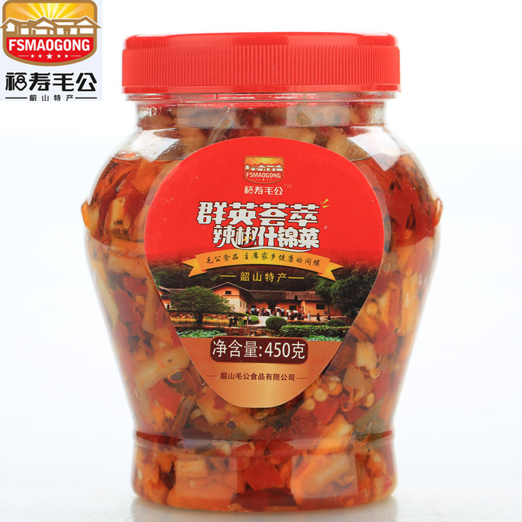 湖南剁椒福寿毛公群英荟萃辣椒什锦菜450g毛公食品韶山特产萝卜