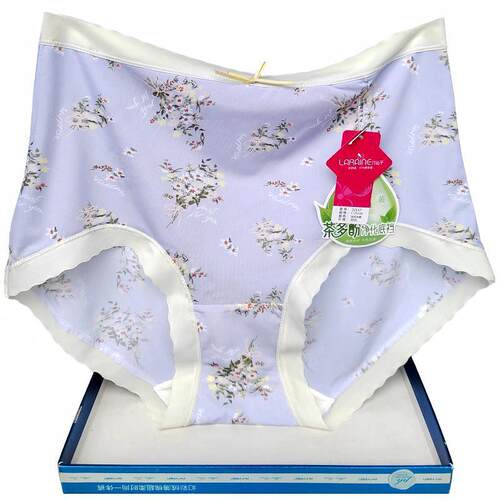 彩田花仙子内裤女高腰冰丝蕾丝边22157茶多酚裆速干大码包臀印花