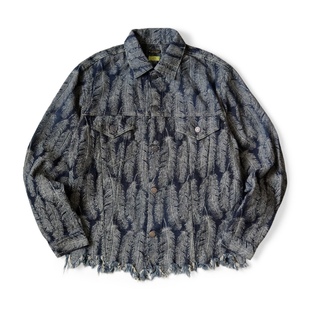 23AW KAPITAL 平田和宏 日系休闲牛仔羽毛流苏破坏长袖夹克外套