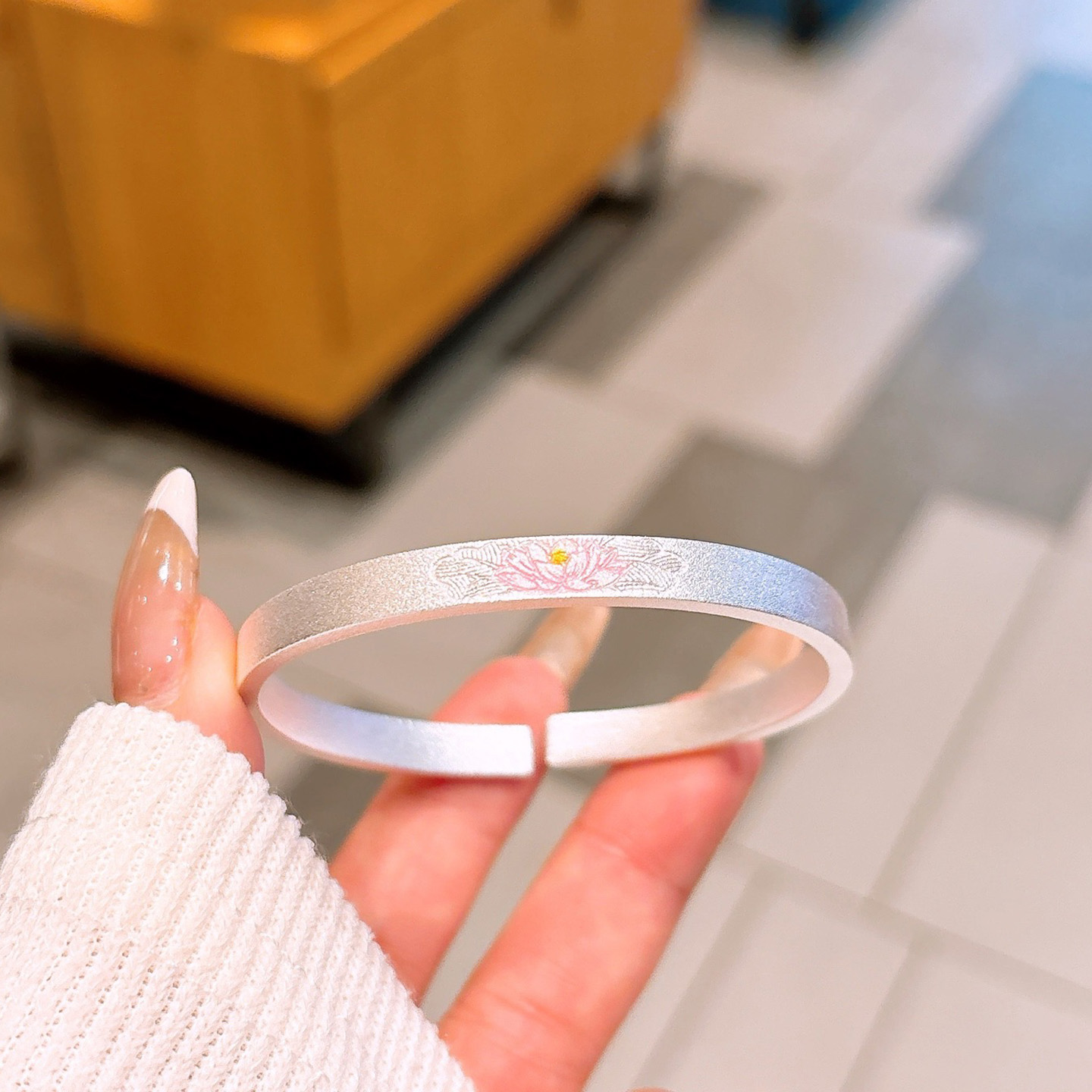 莲花手镯女古法荷花简约时尚