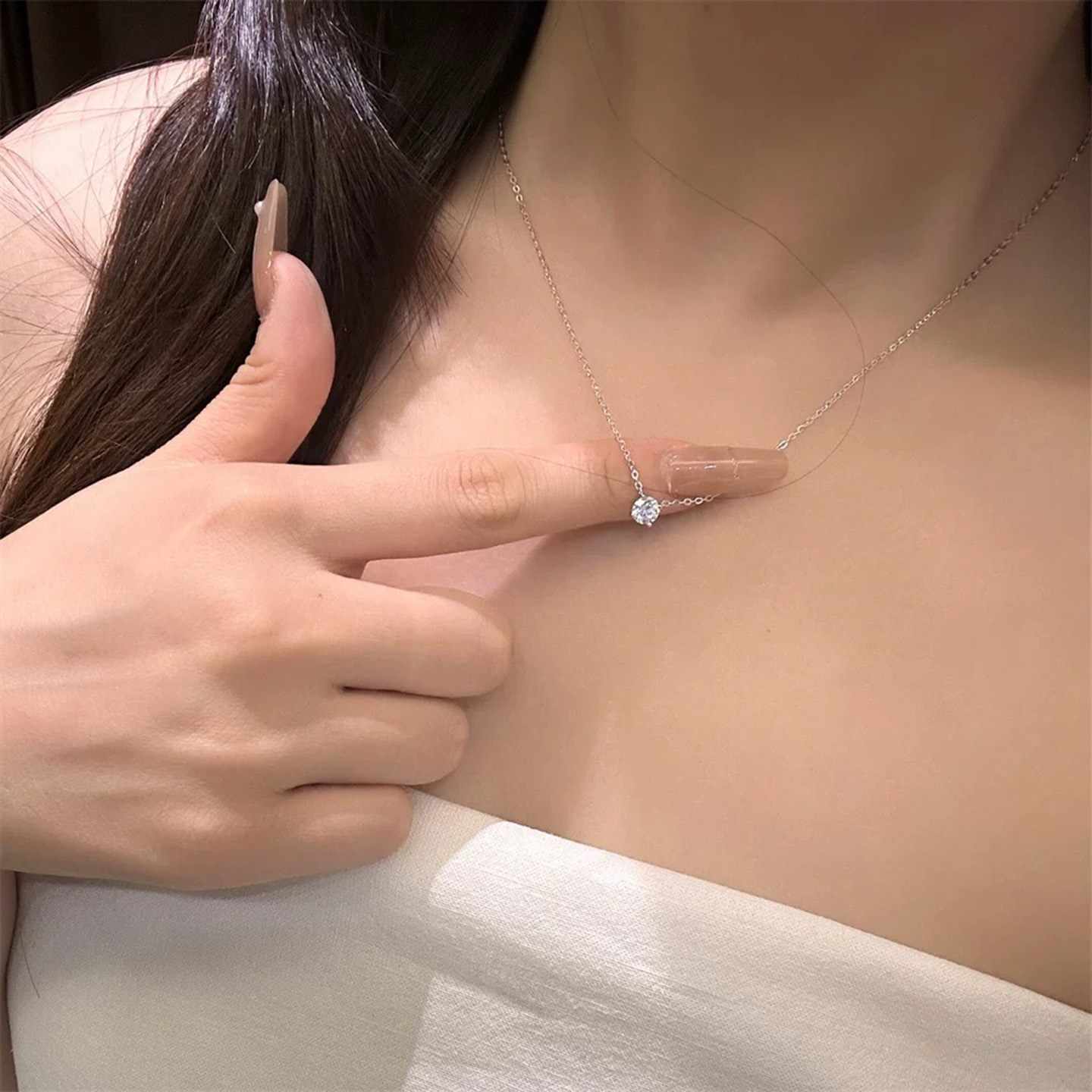 露思同款纯银925鼻屎钻项链