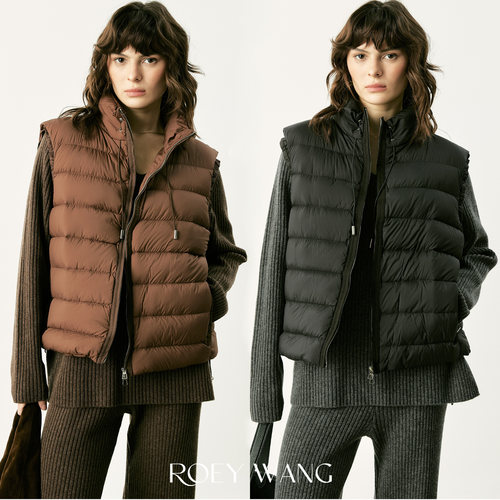 ROEYWANG立领短款排骨羽绒马甲