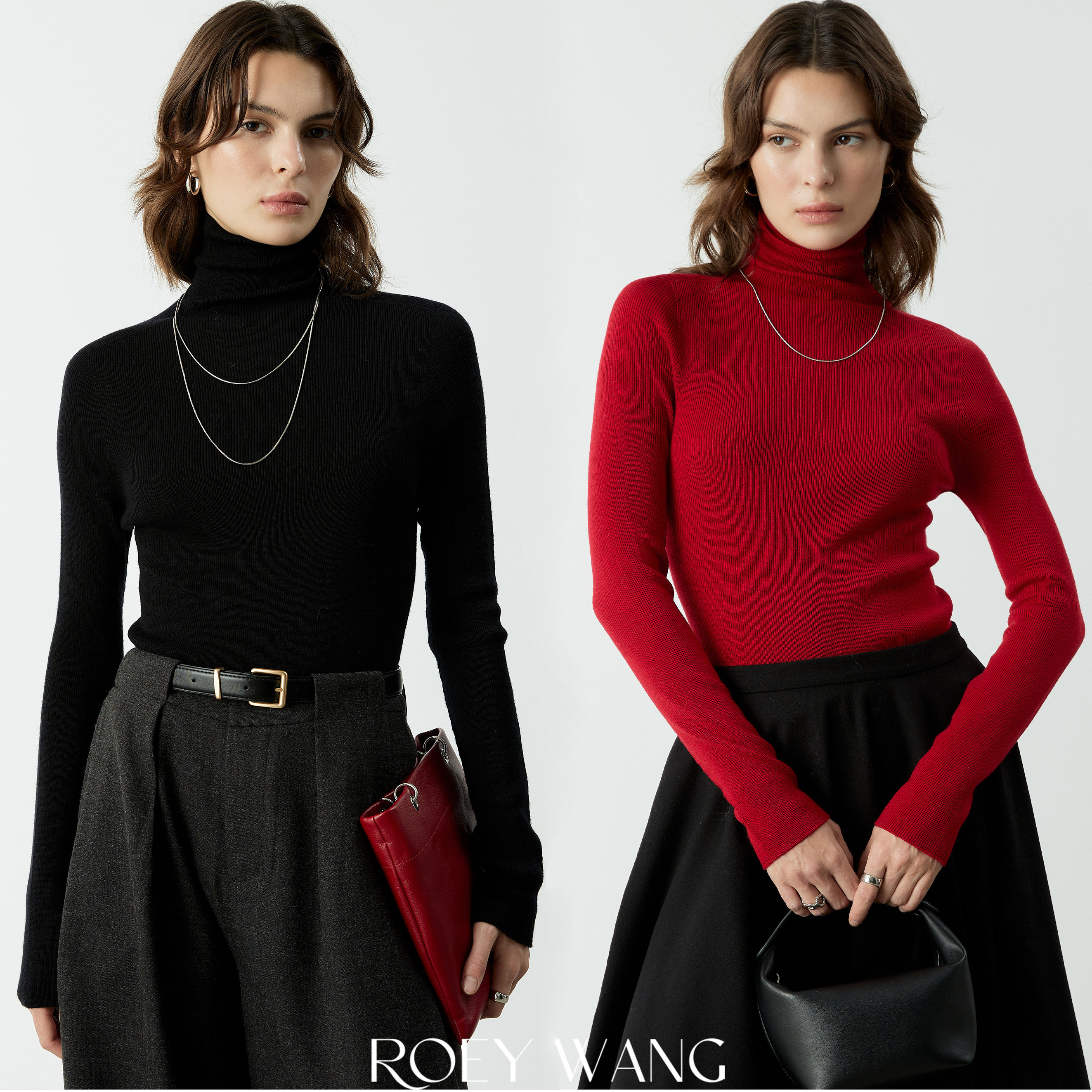 ROEYWANG高领针织衫女坑条纹修身显瘦毛衣百搭打底衫内搭长袖上衣,女装/女士精品,毛针织衫,淘宝优惠券,粉丝福利购,淘宝优惠卷