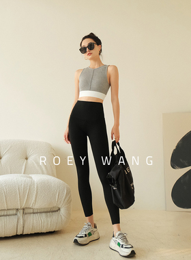 ROEY WANG 九分瑜伽健身高腰弹力裤运动裤紧身速干骑行裤夏季薄款