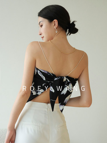 醋酸气质印花绸缎性感抹胸