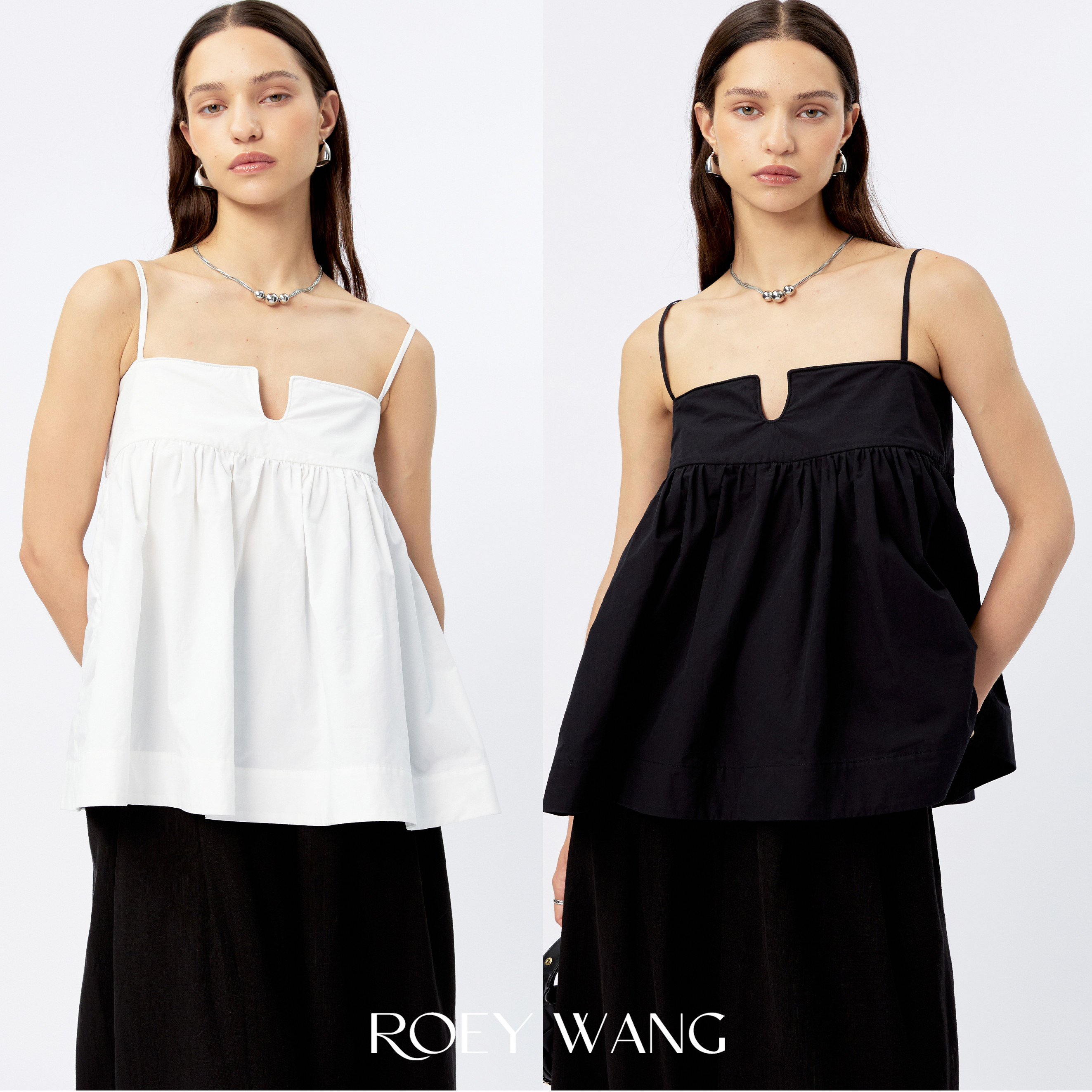 ROEYWANG 法式高级感U领无袖吊带背心女宽松设计感小众洋气上衣