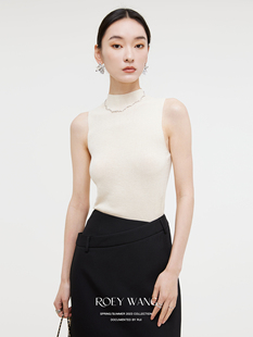 吊带修身 打底无袖 背心 ins时髦博主bi入半高领针织衫 ROEYWANG