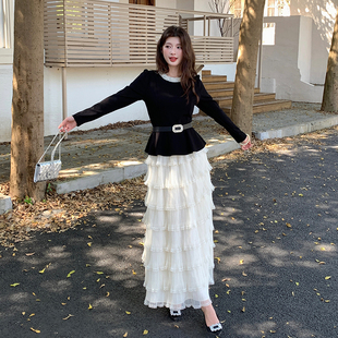 十三行品质 超仙女重工上衣加蛋糕裙两件套连衣裙 秋冬新款