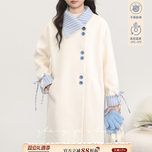 张汽水小确杏秋冬新款 杏色毛呢外套女小个子气质绝美穿搭大衣