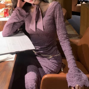 22新品 Barb 单件7折灰紫色蕾丝连衣裙圣诞长裙 Chill12