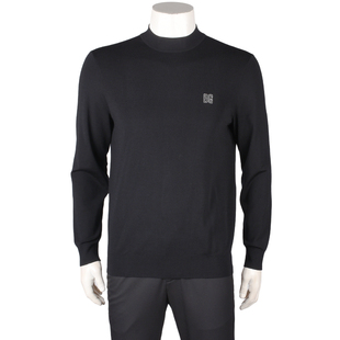 比音勒芬专柜正品男装秋冬黑色18针澳洲羊保暖毛半高领长袖羊毛衫