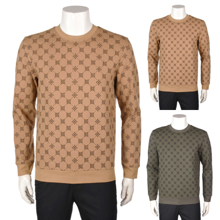 Biem.L.Fdlkk/Bi Yin Le Fen Official Store Genuine Men's Clothing Spring New Diamond Pattern Round Neck Long-Sleeve T-Shirt