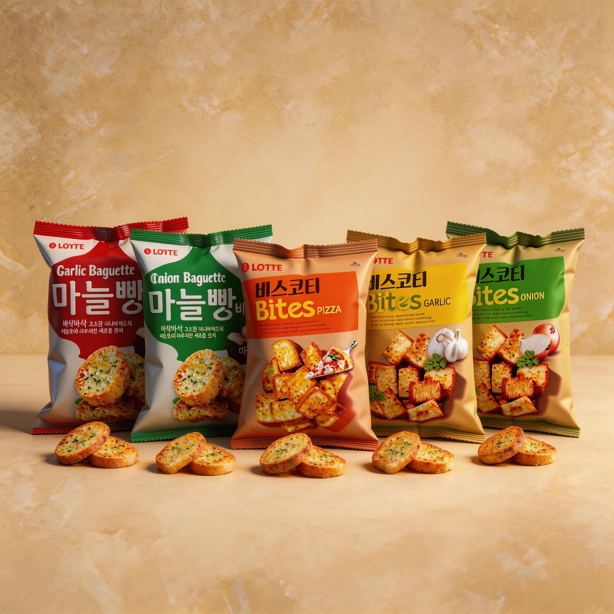 韩国进口乐天蒜香面包片 烤洋葱味酥性饼干袋装70g蒜香味零食美味