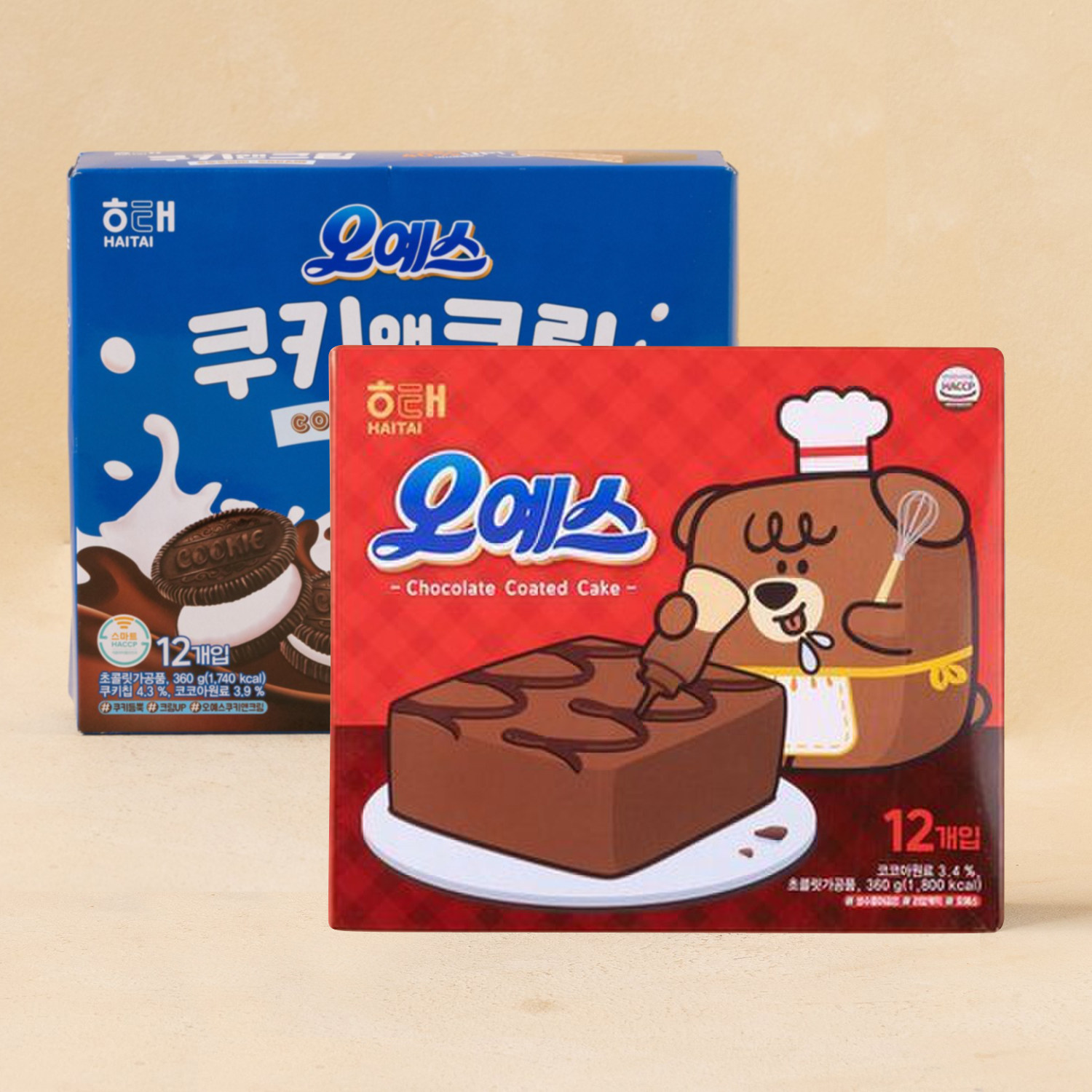 海太开心果草莓戚风蛋糕360g/12枚韩国进口新品夹心巧克力派零食