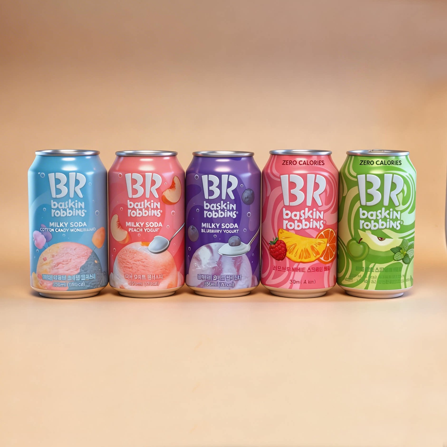 韩国BR芭斯罗缤蓝莓酸奶汽水碳酸饮料苹果薄荷雪糕棉花糖清爽好喝