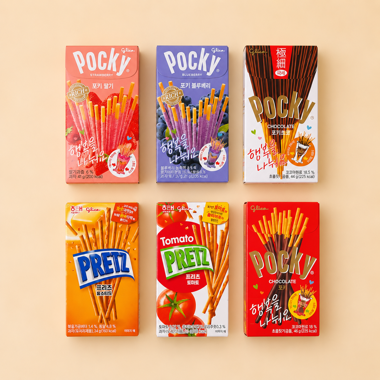 Pocky巧克力棒棒饼干可可黄油味海太番茄咸味草莓味 韩国进口零食
