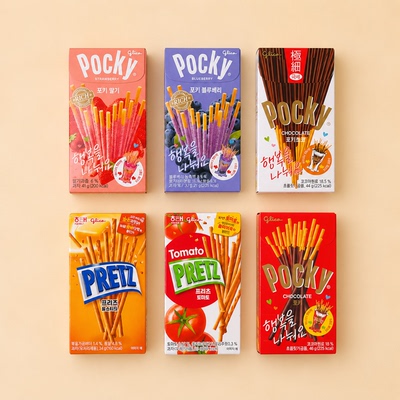 Pocky巧克力棒棒饼干可可黄油味海太番茄咸味草莓味 韩国进口零食