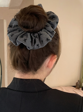 百搭波点蝴蝶结大肠圈格雷灰色系发圈低马尾丸子头皮筋发绳发饰品