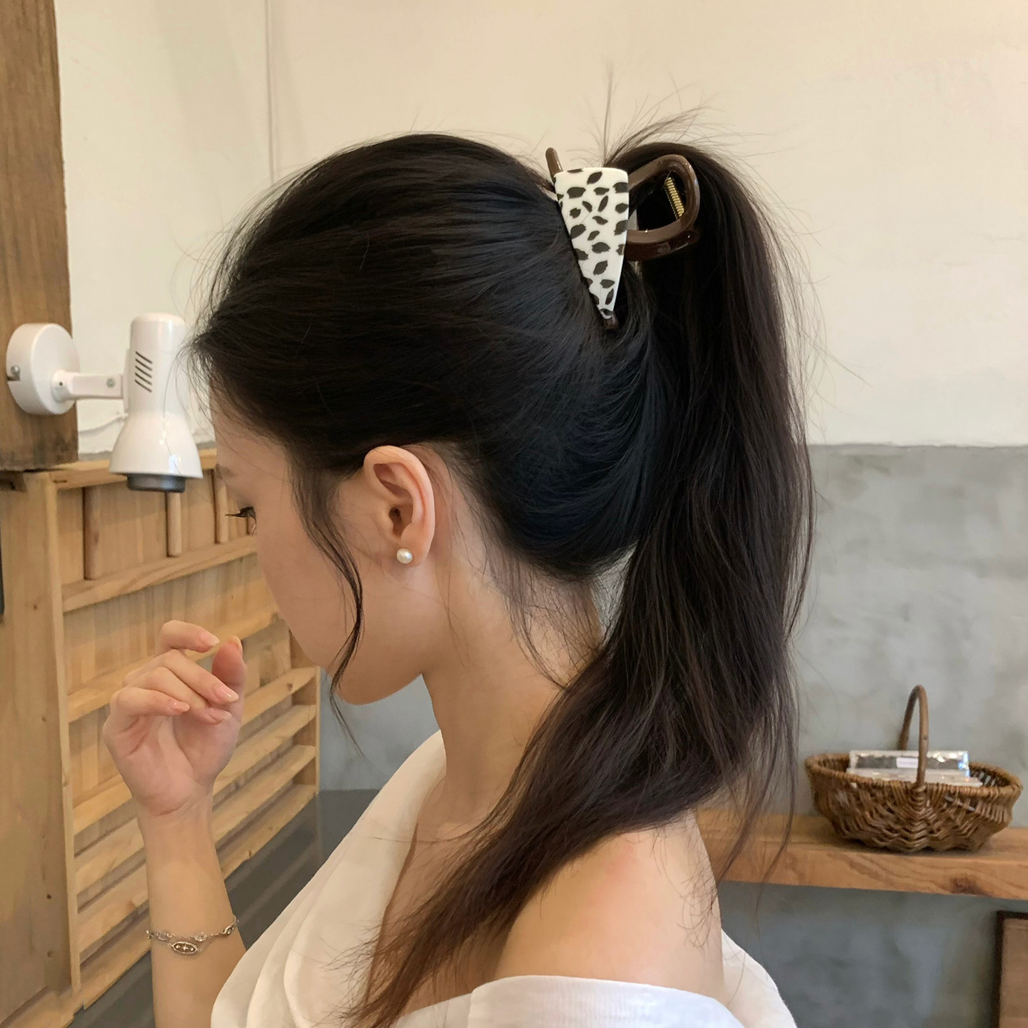 小众设计感撞色豹纹三角抓夹甜酷百搭发抓后脑勺盘发夹子鲨鱼夹女图片