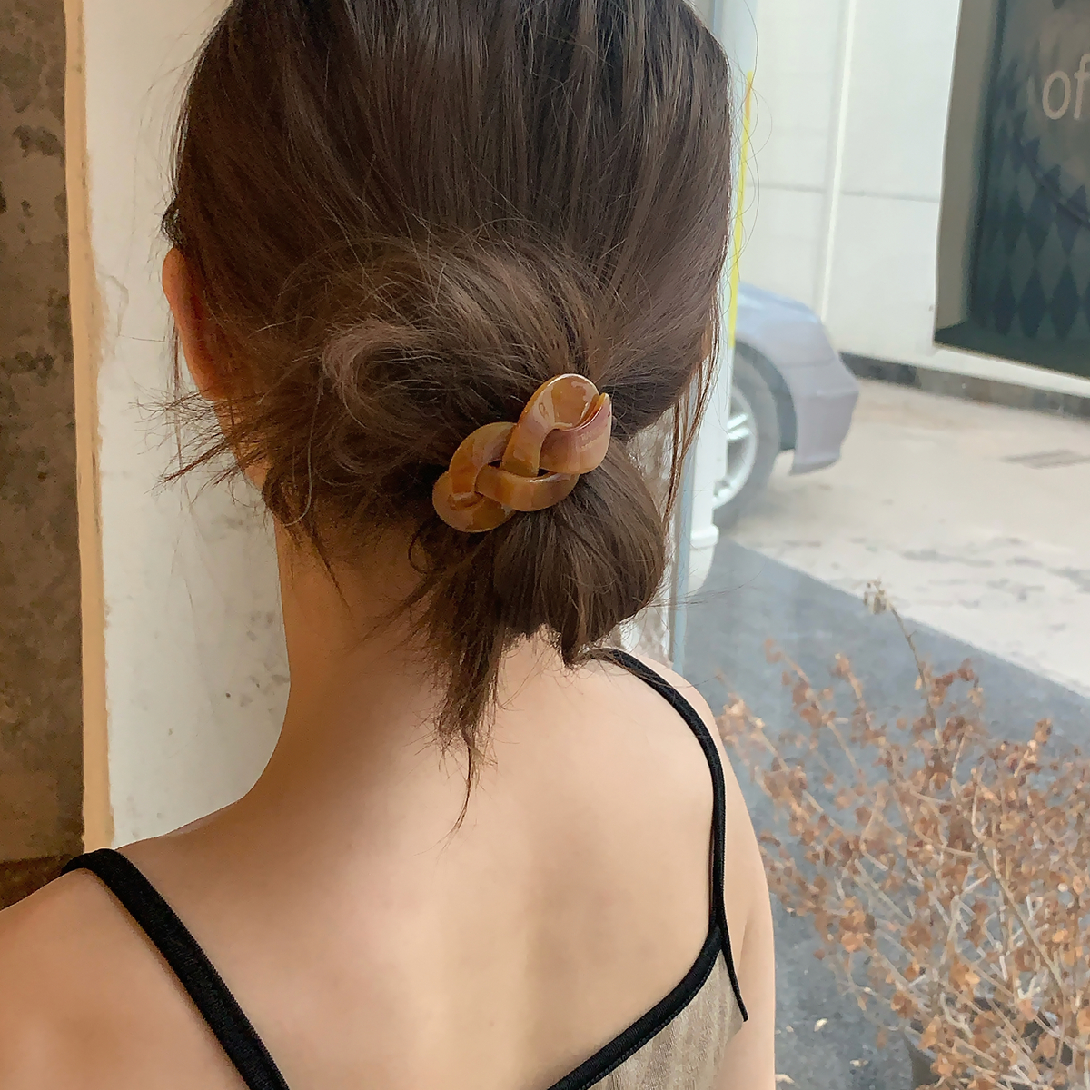 设计感麻花编织发圈醋酸发绳简约百搭头绳高级感弹力发饰通勤头饰