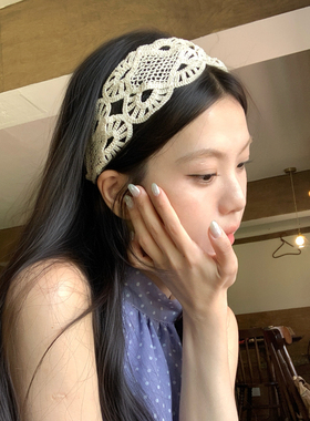 法式镂空蕾丝宽边发箍温柔气质碎发压发头箍加宽不勒头仙女发饰品