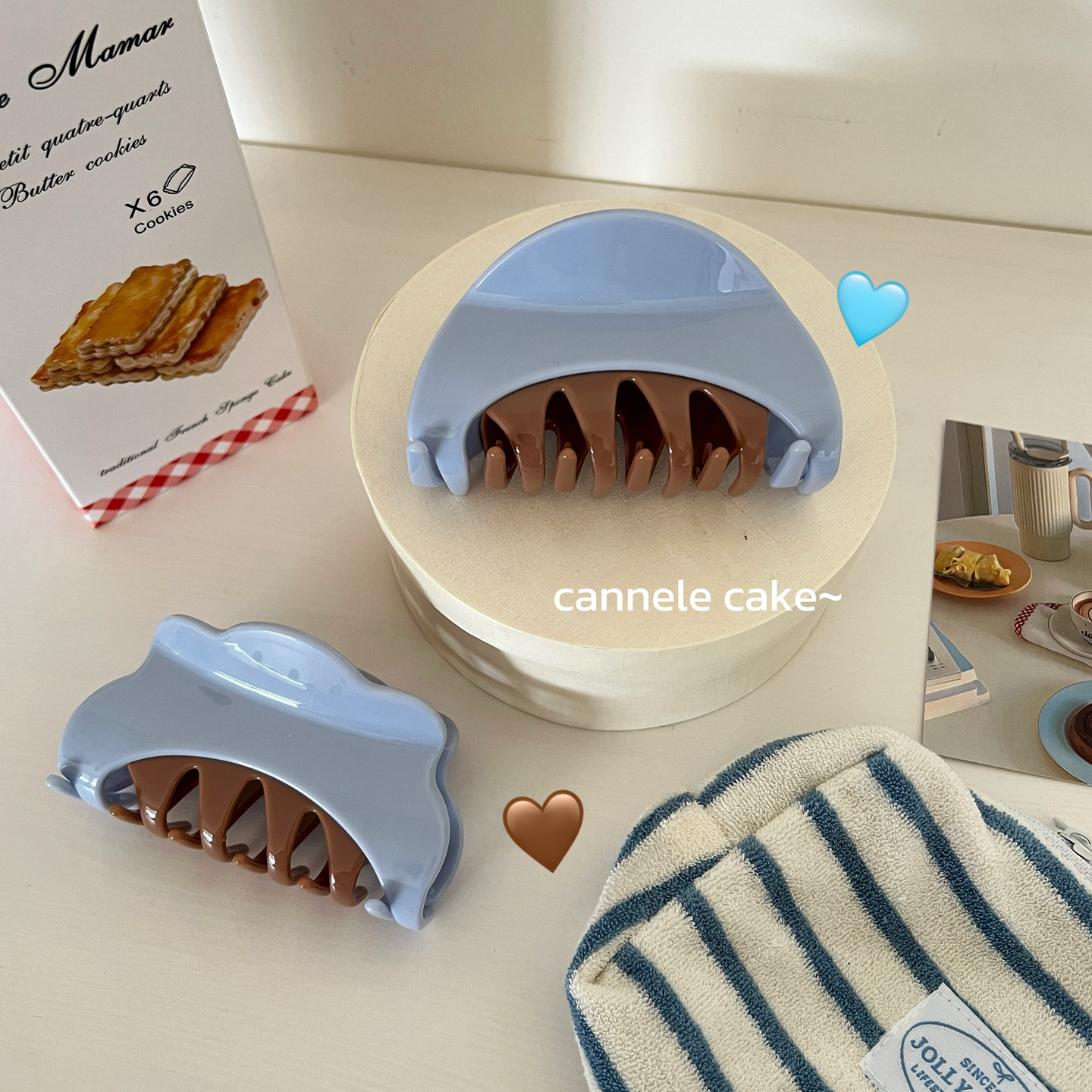 可露丽蓝咖系！设计感撞色抓夹亚克力发抓鲨鱼夹女后脑勺盘发夹子