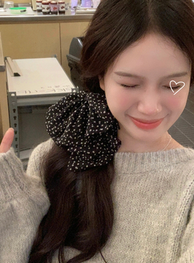 法式复古波点蝴蝶结抓夹小号鲨鱼夹半扎发夹气质百搭发饰韩系头饰