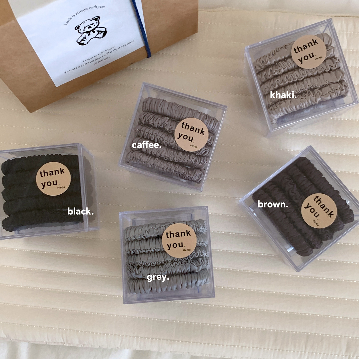 5条装 基础百搭缎面小肠圈发绳扎马尾皮筋耐用发圈头绳高级感发饰