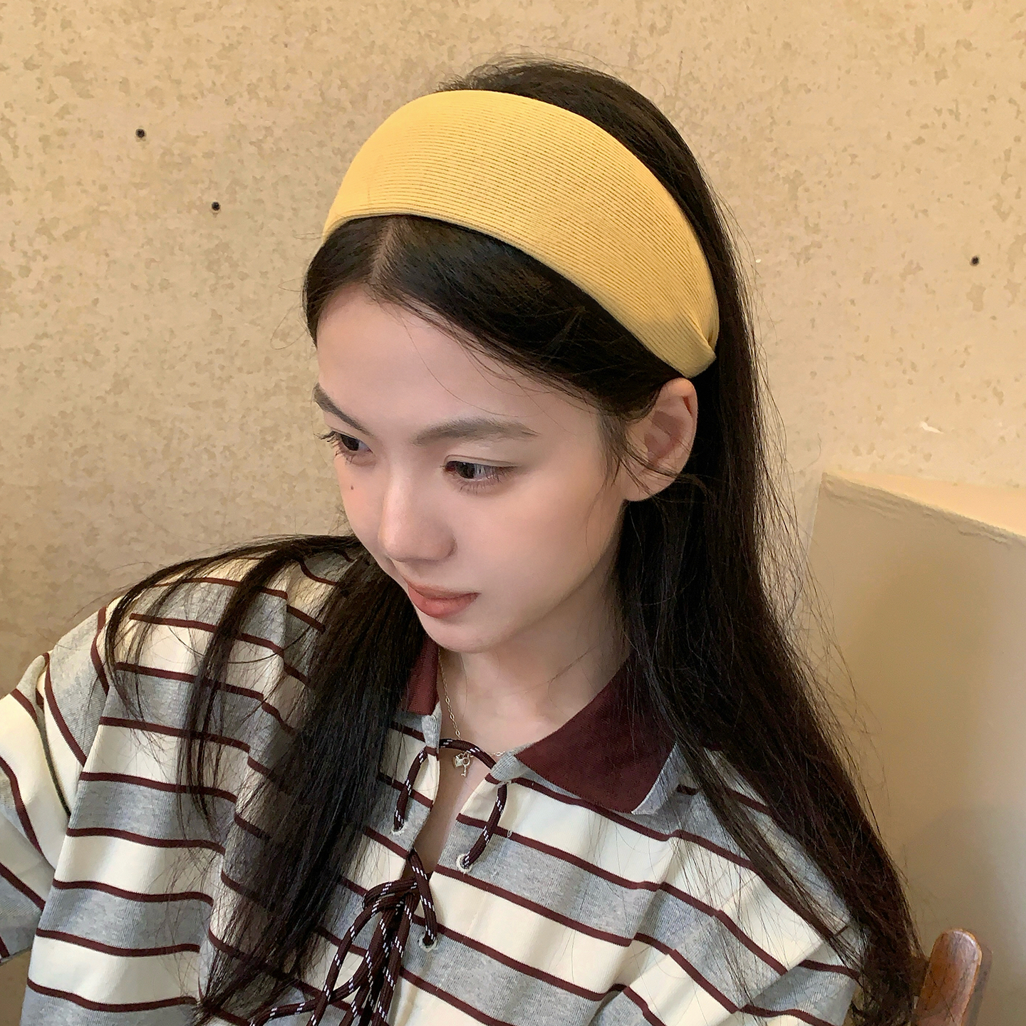 复古百搭彩色针织宽边发箍