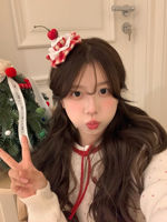 Cute cherry cake hair clips, Korean-style girl bangs clips, Christmas and New Year atmosphere photo hair accessories, hair clips and headwear thumbnail 4