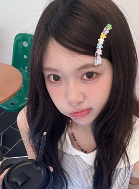 彩色水钻海星弯夹鸭嘴夹超闪夹子碎发刘海夹精致边夹星星发卡发饰