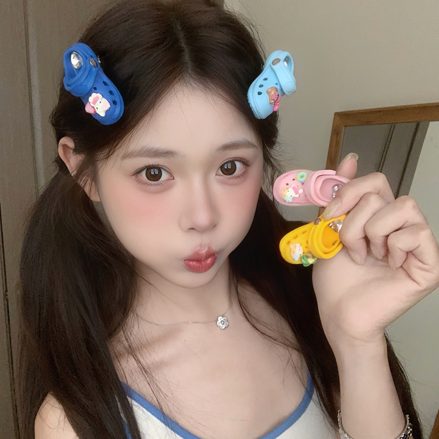 趣味洞洞鞋发夹可爱kitty椰树发卡少女心刘海夹边夹夏季新款发饰