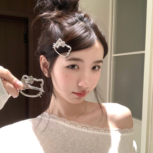 满钻KT!闪闪水钻猫咪发夹刘海夹韩系少女发卡前额碎发夹子发饰品