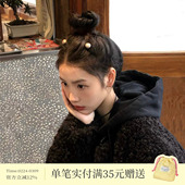 小香风丝绒珍珠碎发夹女前额碎发夹子侧边发卡发饰鸭嘴夹秋冬头饰