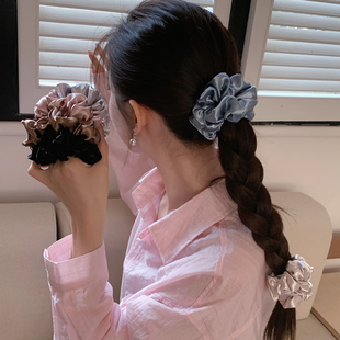 闪闪满天星 头花女发饰 珠光缎面大肠发圈温柔气质扎马尾头绳法式