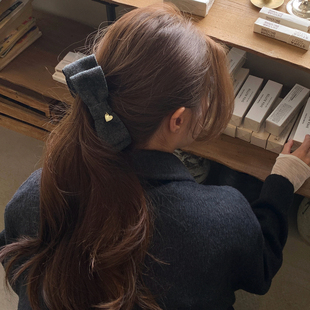 立体毛呢蝴蝶结香蕉夹发卡韩系少女高马尾竖夹显发量半扎横夹发饰