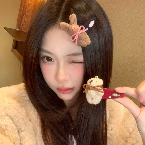 甜心酱！立体玩偶小熊兔子发夹韩系少女刘海夹掰掰夹发卡边夹发饰