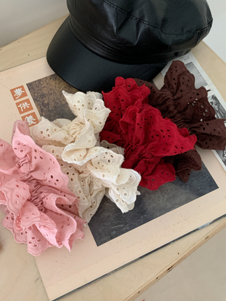 The color is super positive!Zhao Lusi, the same lace large intestine hair circle fabric lace fold hair rope female head rope hair jewelry