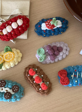 蛋糕派对！复古针织毛线发夹森系草莓蝴蝶结刘海夹发卡侧边夹BB夹