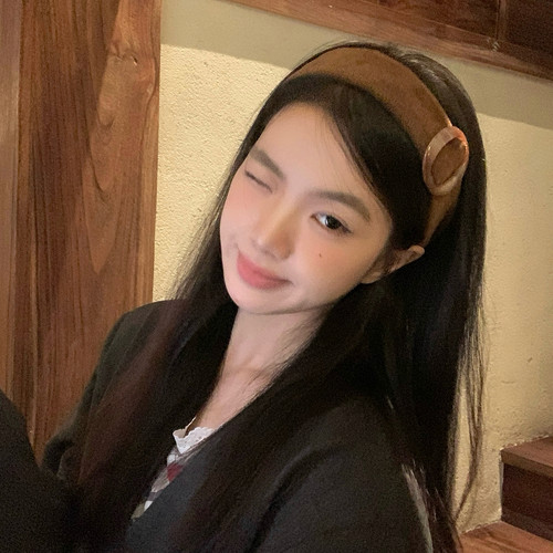 高分智感！美拉德玳瑁色圆环宽边发箍时尚复古高颅顶头箍外戴发饰