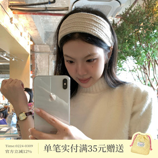 韩系麻花纹理针织发箍百搭复古高颅顶头箍发卡日常外戴头扣发饰品