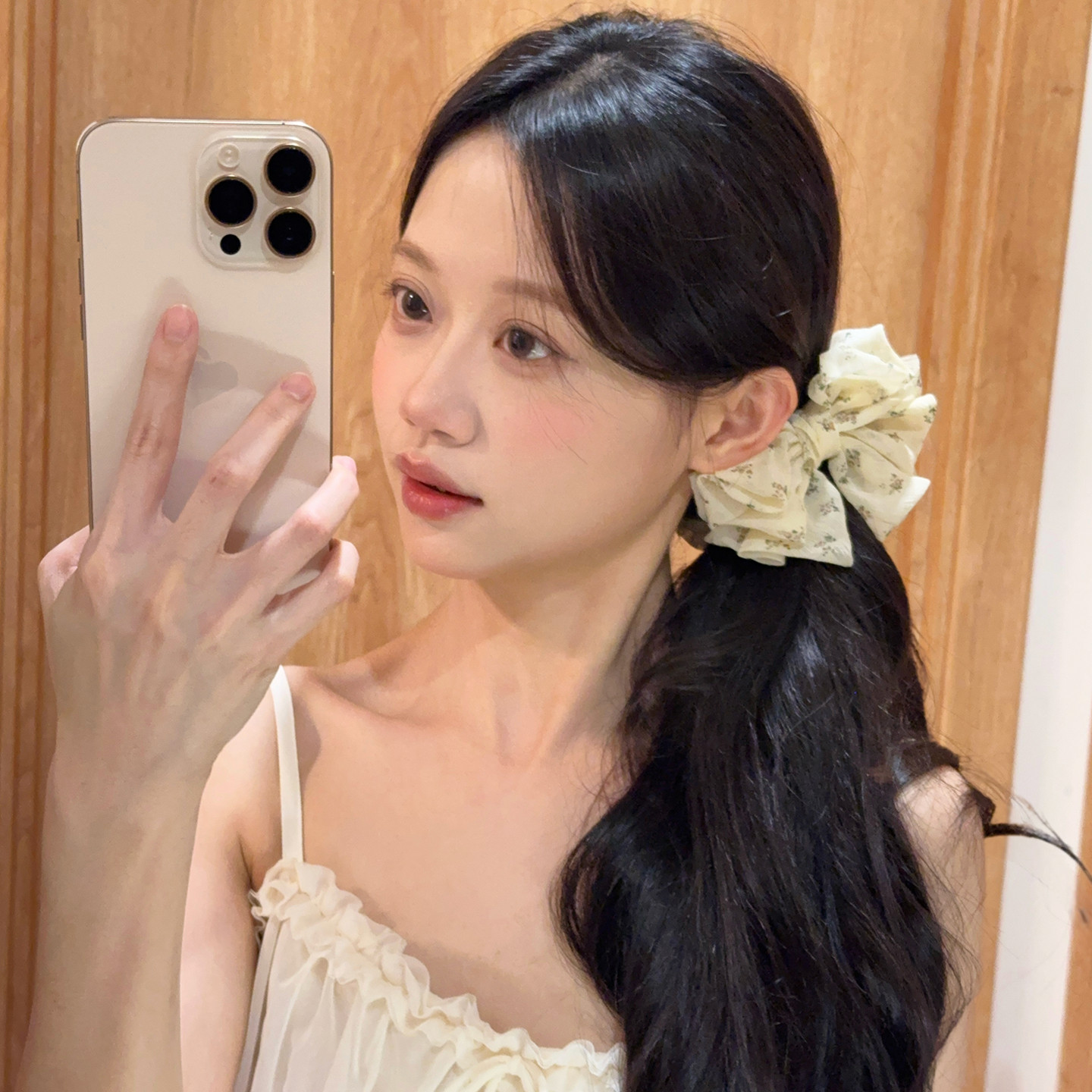 漫花少女！法式复古碎花蝴蝶结香蕉夹增高马尾夹独特漂亮发饰竖夹