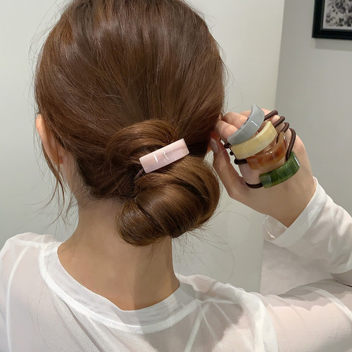 几何弧形发绳百搭长方形金标醋酸马尾扣皮筋头绳气质发圈发饰头饰