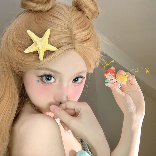 夏日美人鱼~海星发夹鸭嘴夹度假风发卡海边拍照边夹刘海夹发饰品